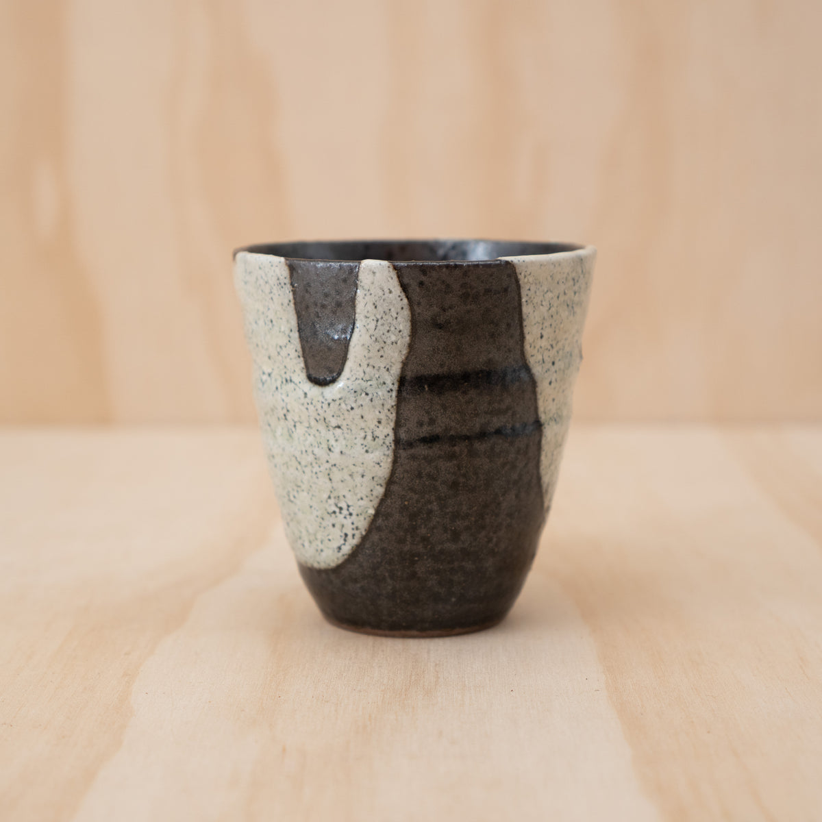 Japanese Ceramic black and White Tea Cup