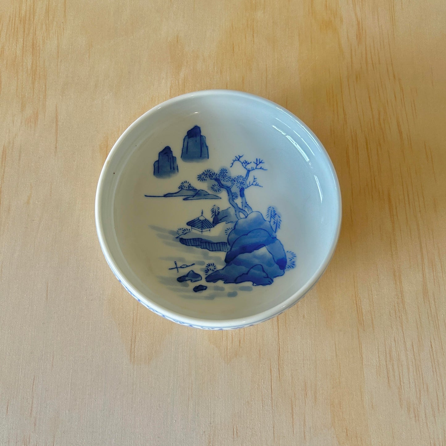 Vintage Japanese Blue and White Ceramic Dish