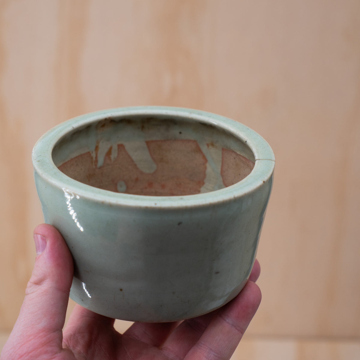 Antique Japanese Celadon Glazed Ceramic Koro Incense Burner
