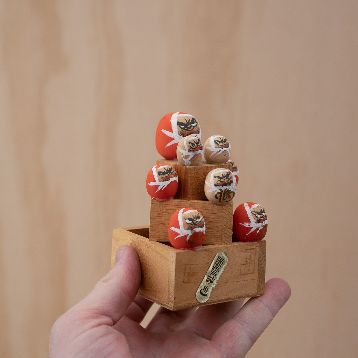 Vintage Japanese Darumas on a sake cups folk toy