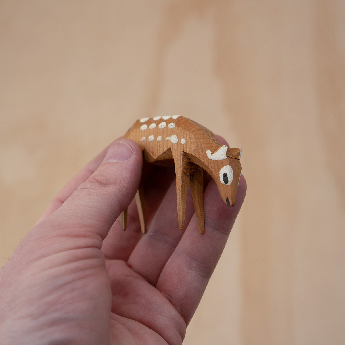Vintage Japanese Showa Period Ittobori Carved Deer - Nara