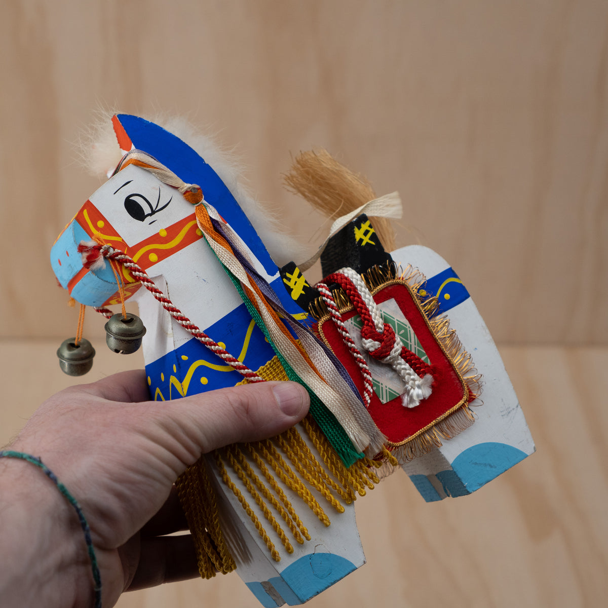 Vintage Japanese Folk Toy Horse - Chagu Chagu Umakko - White