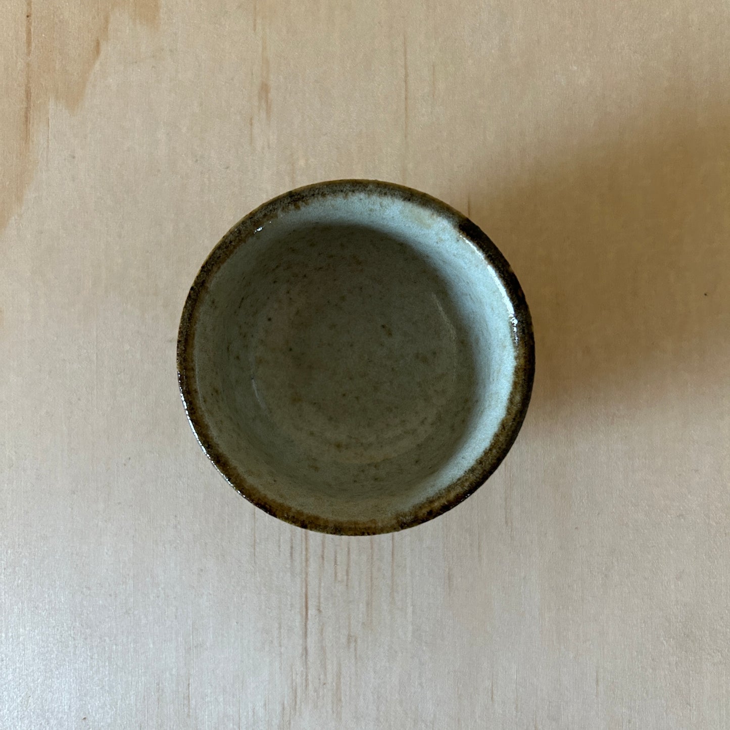 Vintage Japanese cream speckled and striped Ceramic Sake Cup