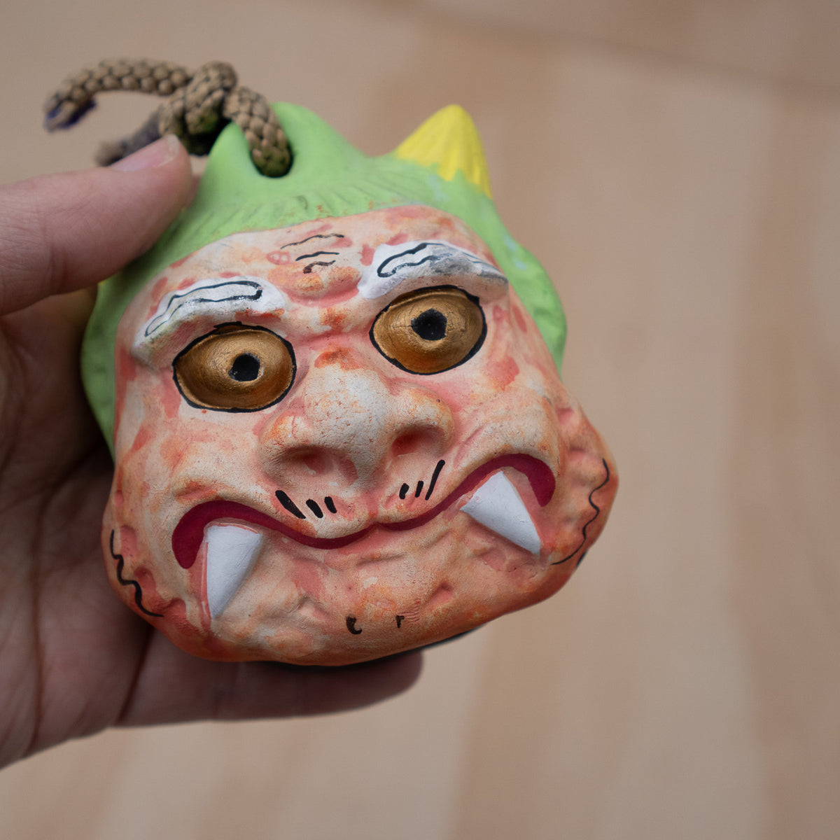 Vintage Japanese Clay Dorei Oni Demon Bell