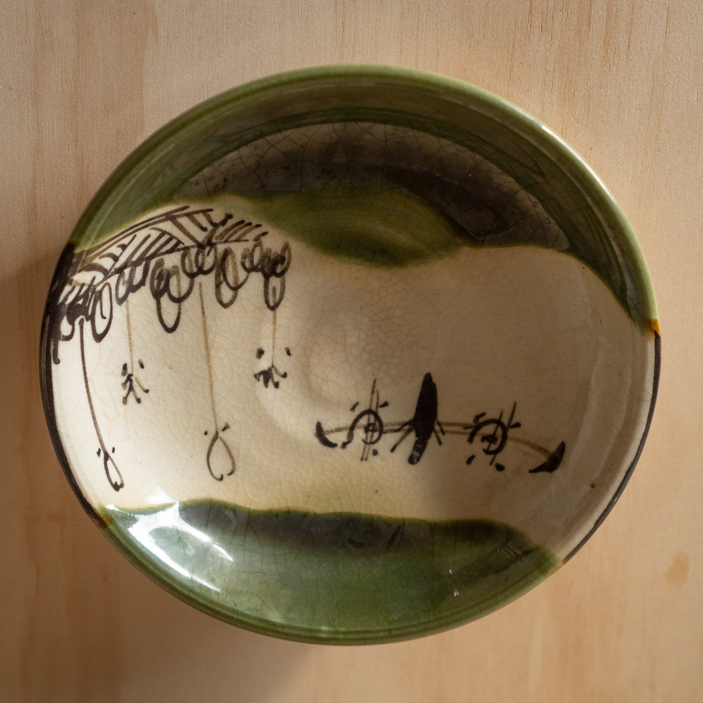 Vintage Japanese Handmade Mino ware Oribe Ceramic side plate