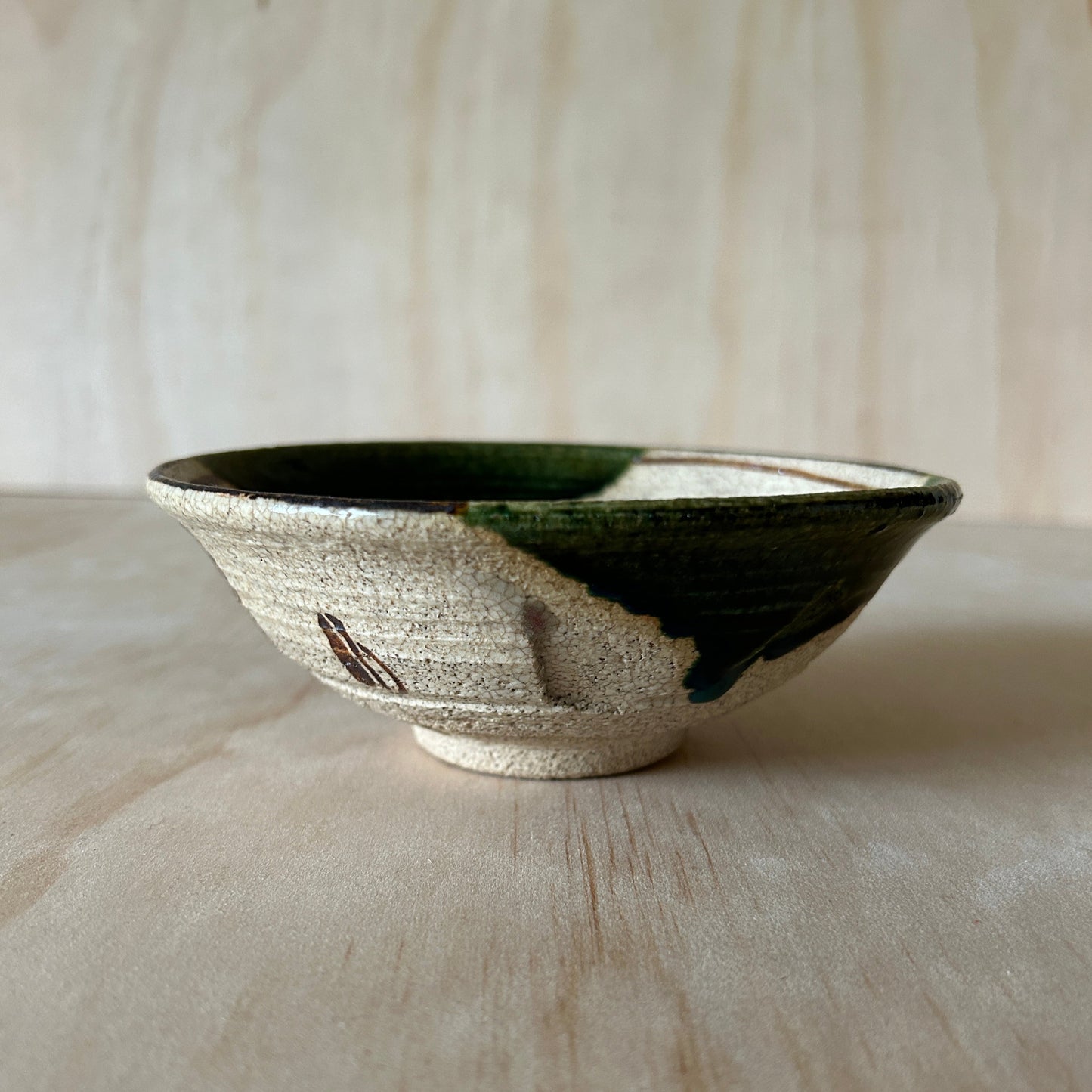 Vintage Japanese Oribe Ceramic Tea Bowl