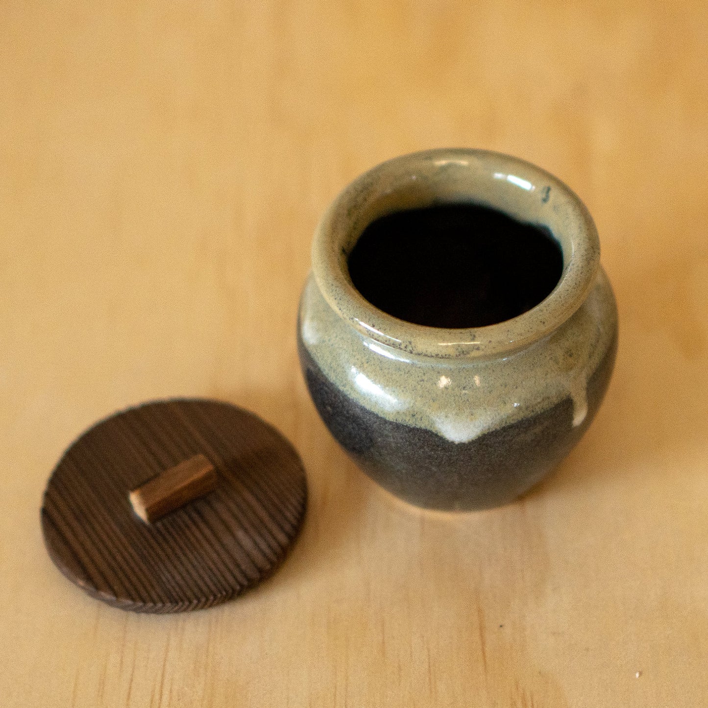 Vintage Japanese Wooden Lidded Jar