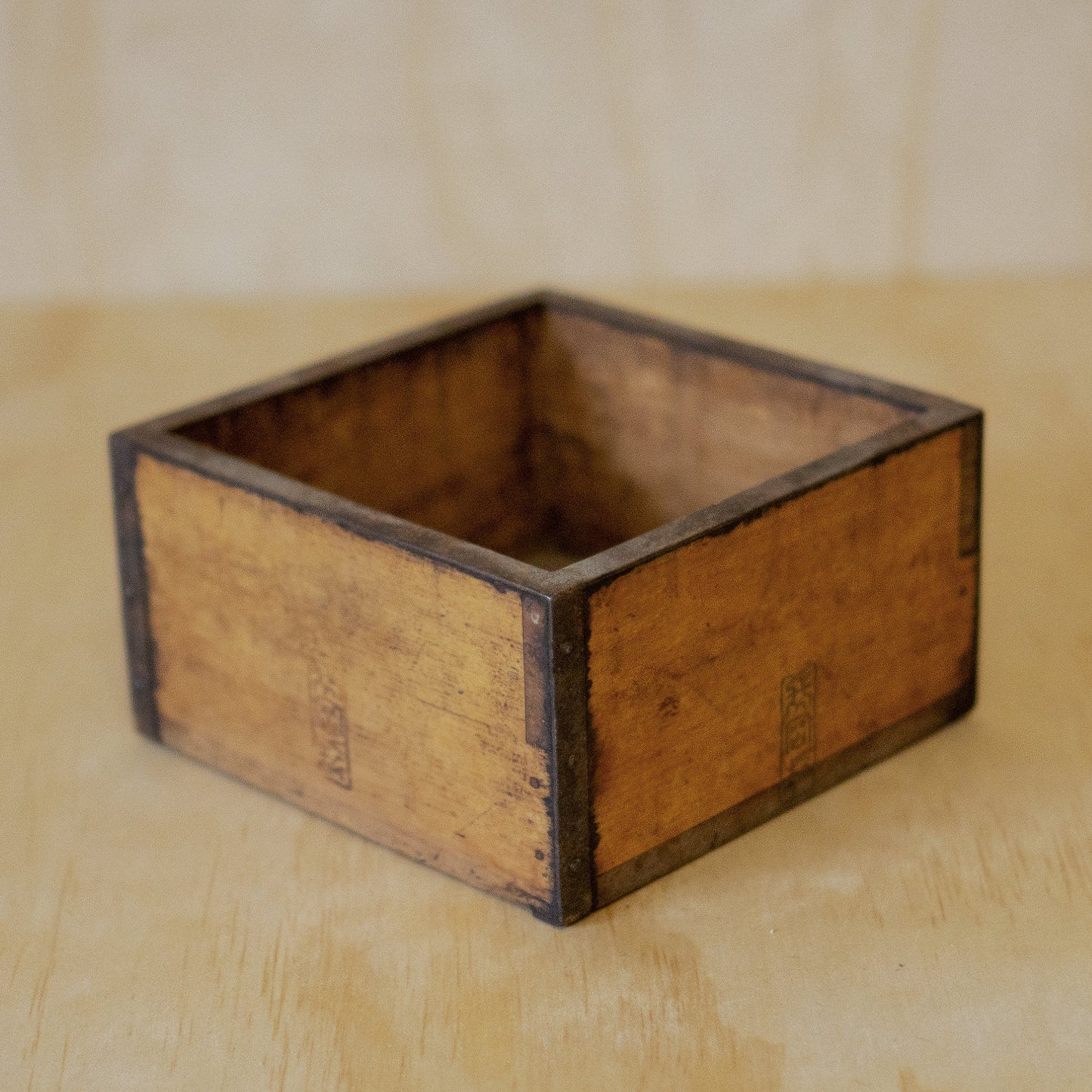 Antique Japanese Wood and Iron Masu Box Rice Measure