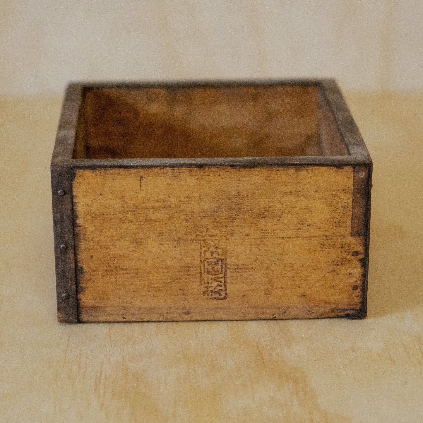 Antique Japanese Wood and Iron Masu Box Rice Measure