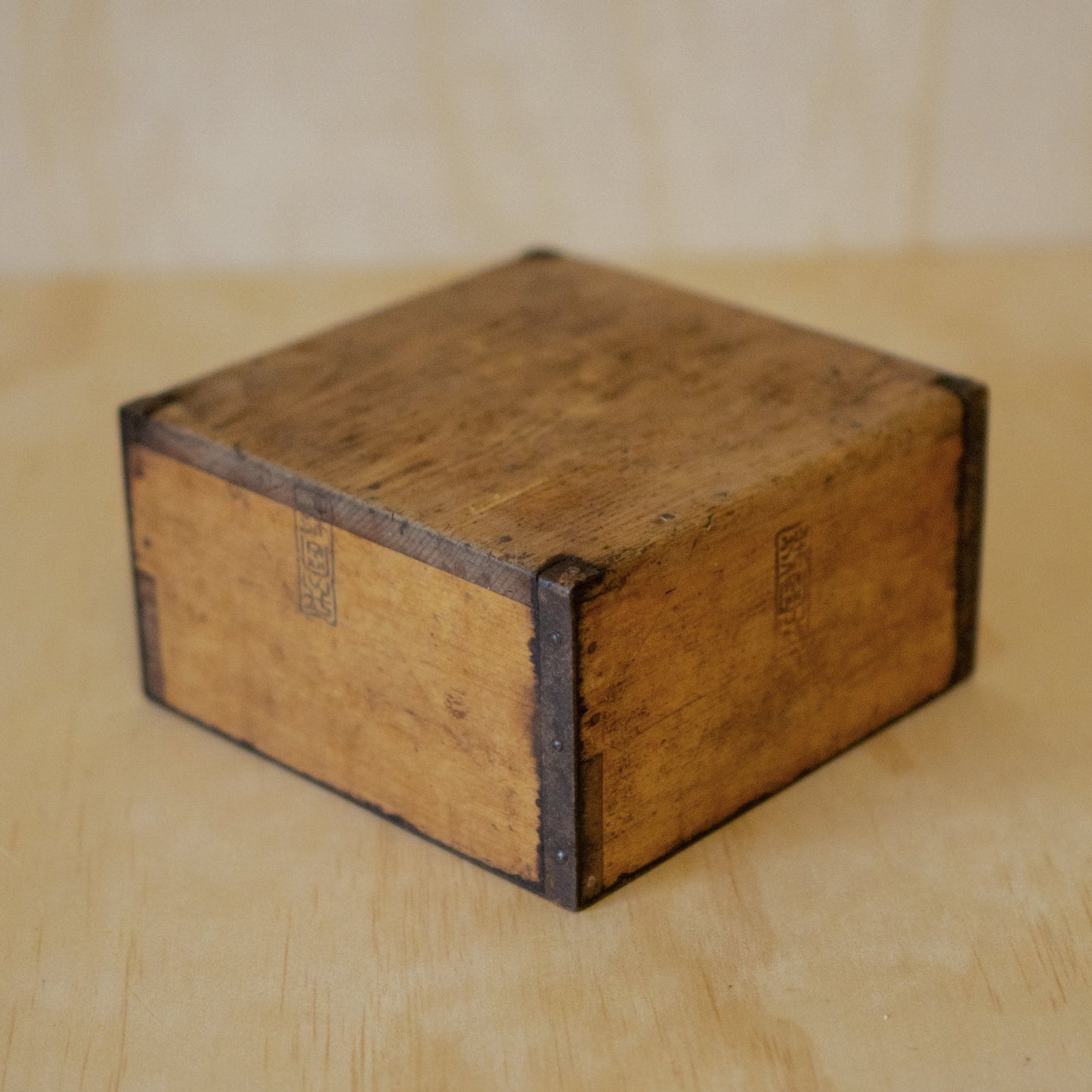Antique Japanese Wood and Iron Masu Box Rice Measure