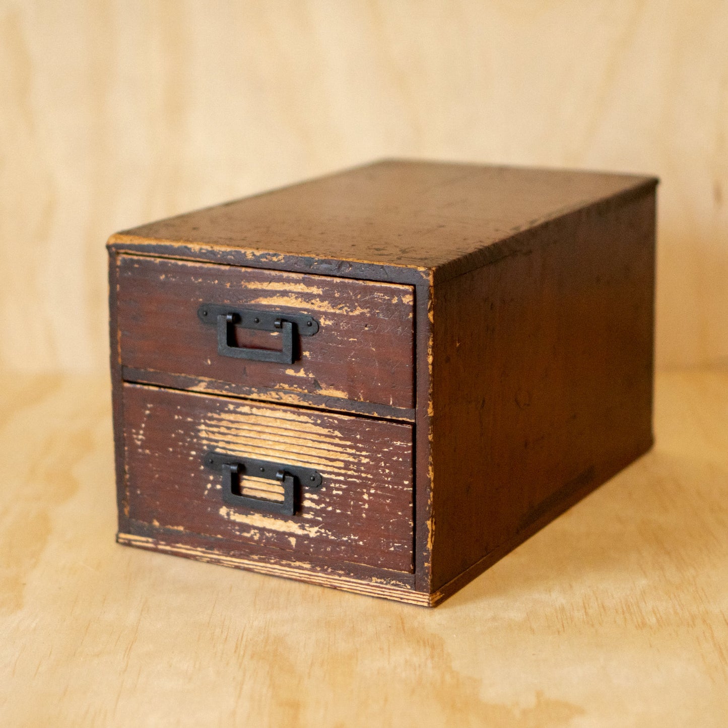 Antique Meiji Japanese 2 Drawer Box with Iron Handles
