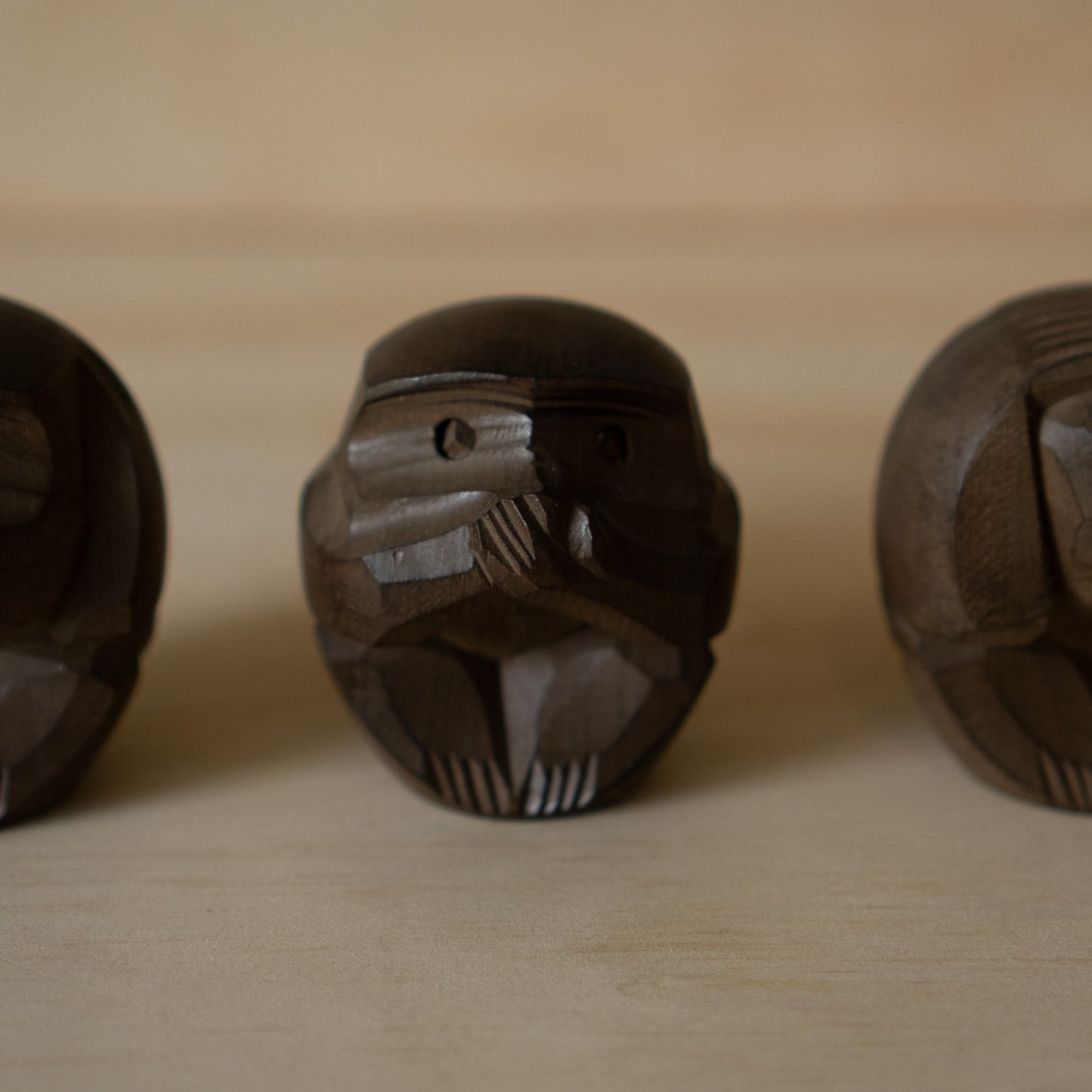 Vintage Japanese Carved Monkey Trio - Mizaru, Kikazaru, Iwazaru