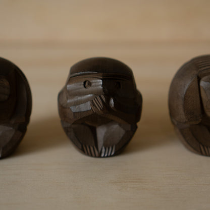 Vintage Japanese Carved Monkey Trio - Mizaru, Kikazaru, Iwazaru