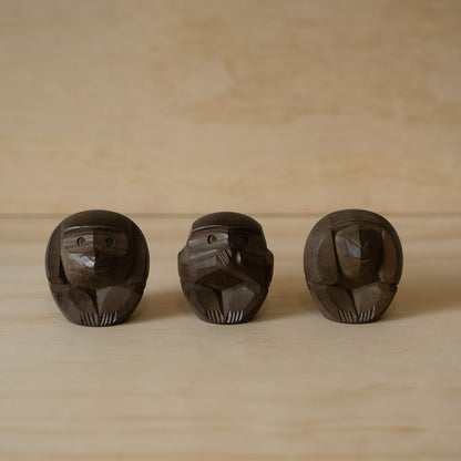 Vintage Japanese Carved Monkey Trio - Mizaru, Kikazaru, Iwazaru