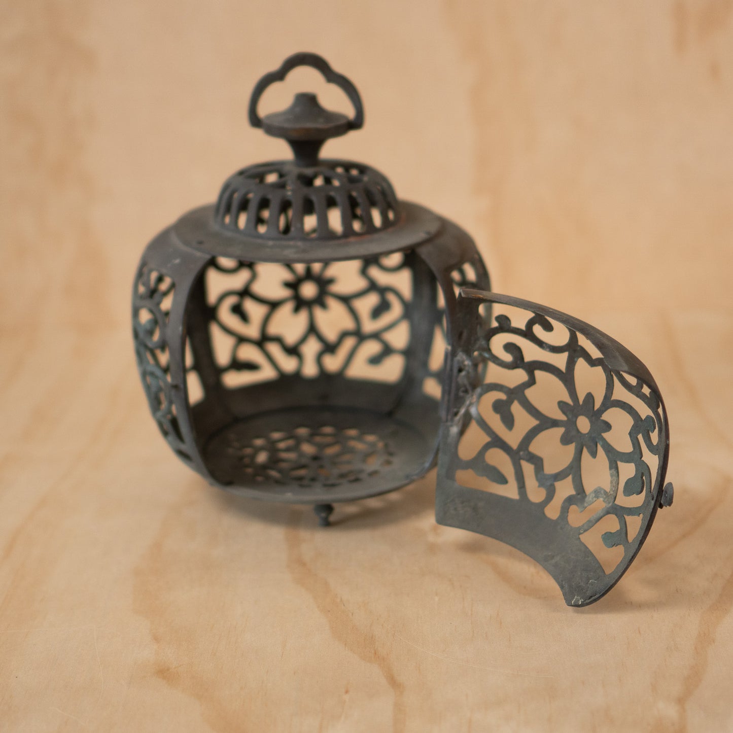 Antique Japanese Bronze Filigree Garden Lantern