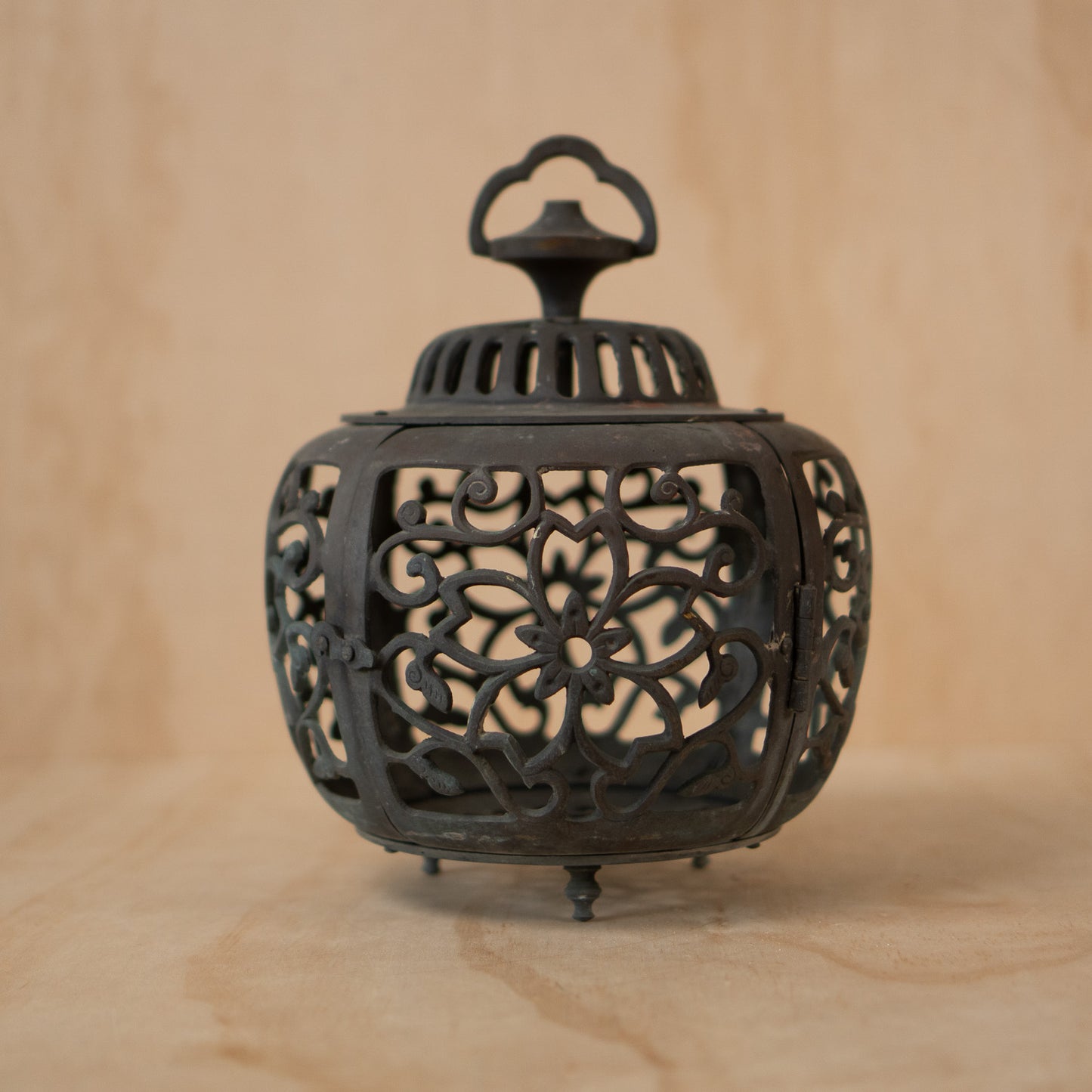 Antique Japanese Bronze Filigree Garden Lantern