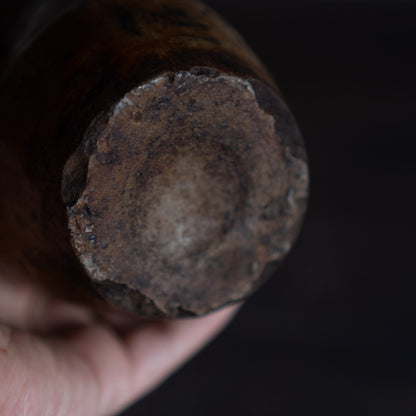 Antique Japanese Brown Ceramic Tokkuri Sake Bottle