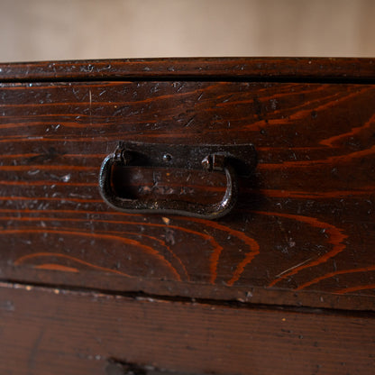 Antique Meiji Period 1880 Japanese 2 Drawer Sugi Wood Box - Bunko archive box