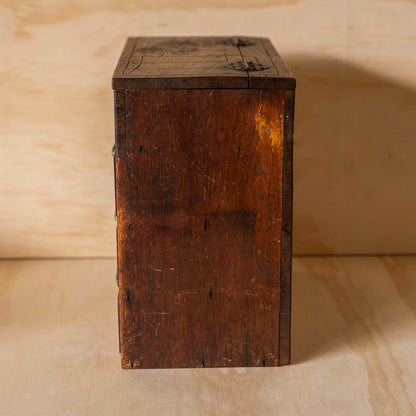 Vintage Japanese 3 Drawer small Haribako sewing box with carved detail.