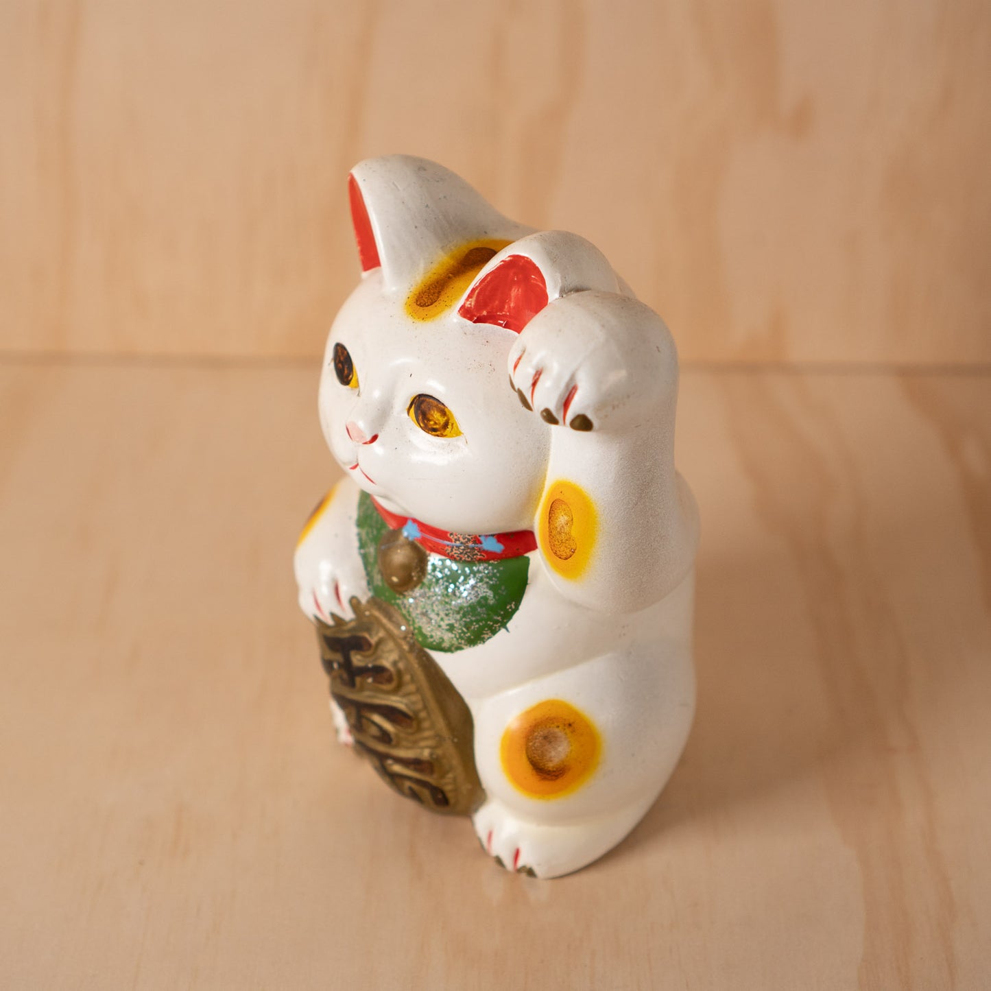 Vintage Japanese Small White Maneki Neko Lucky Cat