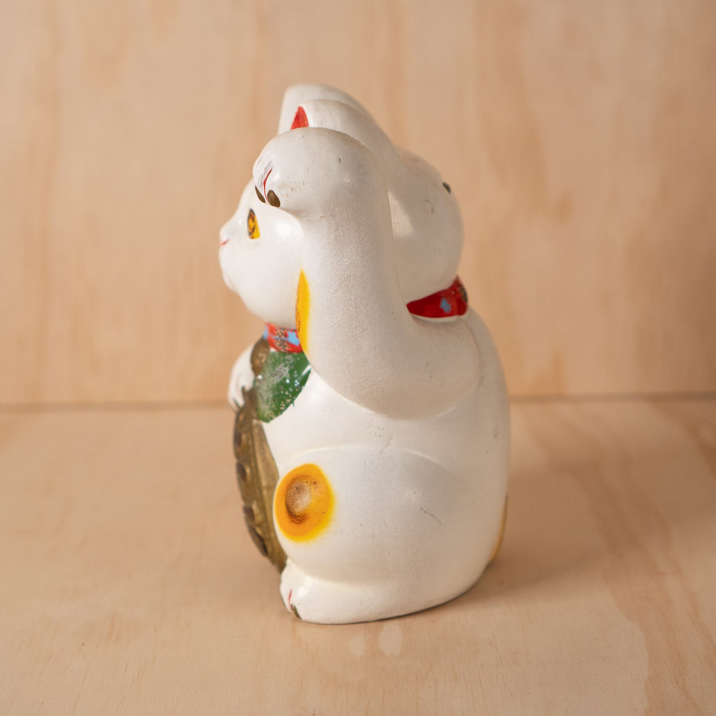 Vintage Japanese Small White Maneki Neko Lucky Cat