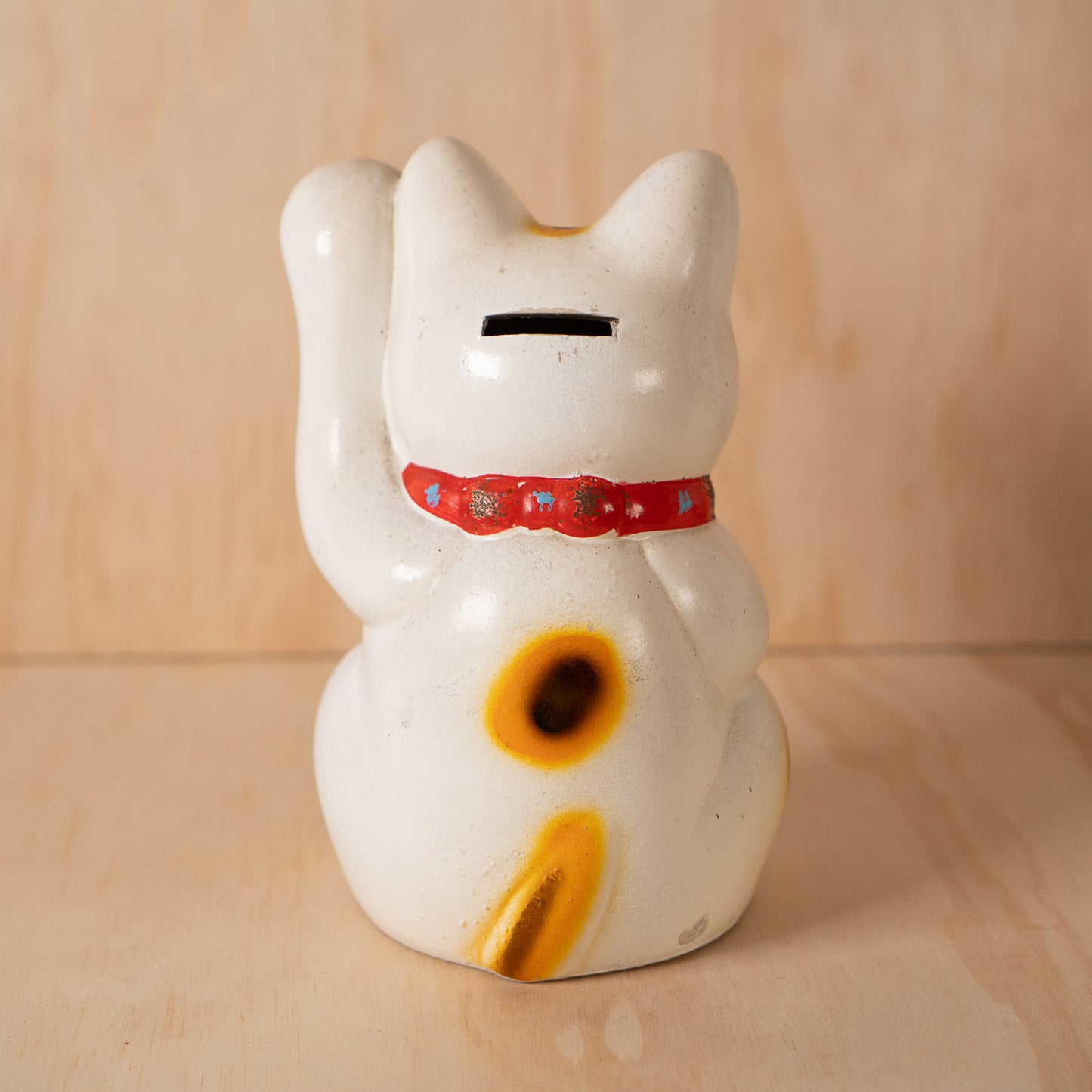 Vintage Japanese Small White Maneki Neko Lucky Cat