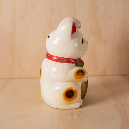 Vintage Japanese Small White Maneki Neko Lucky Cat