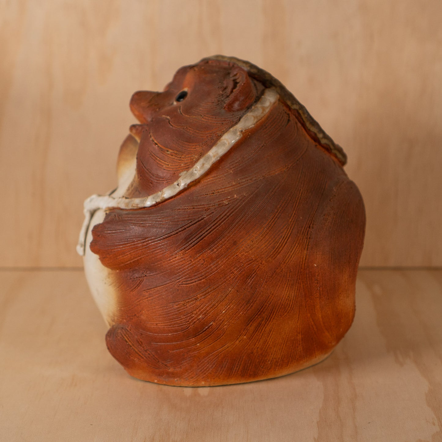 Vintage Hand made Japanese Shigaraki Ceramic Round Tanuki Statue