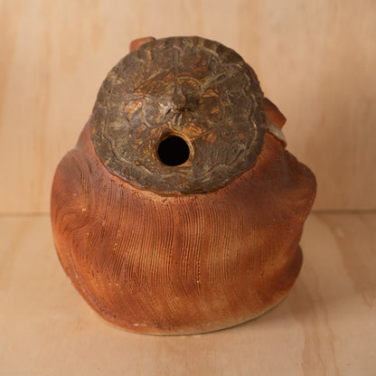Vintage Hand made Japanese Shigaraki Ceramic Round Tanuki Statue