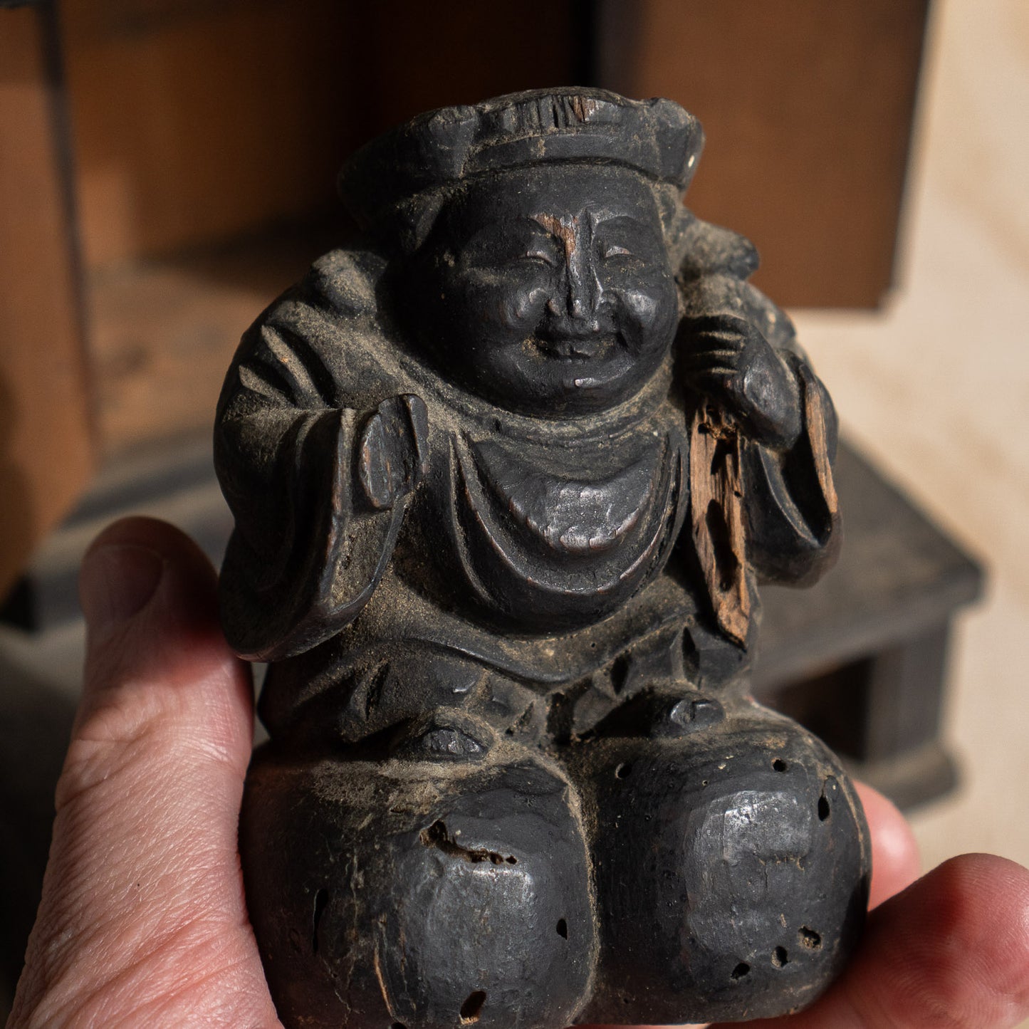 Antique Japanese Household Kamidana Shrine with Daikoku figure