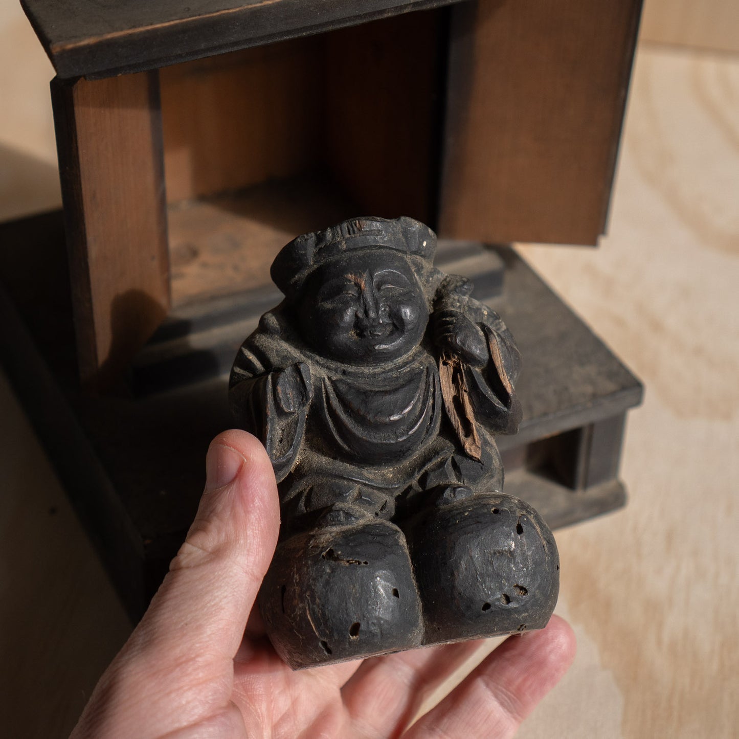 Antique Japanese Household Kamidana Shrine with Daikoku figure