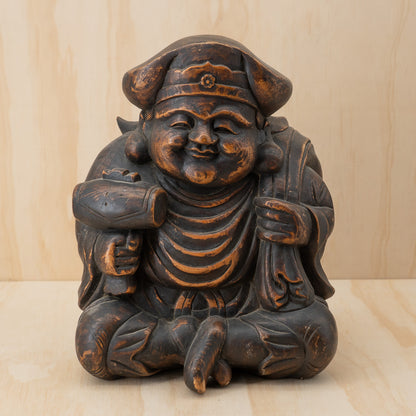 Antique Japanese Very Fine Large Carved Daikoku and Ebisu Pair