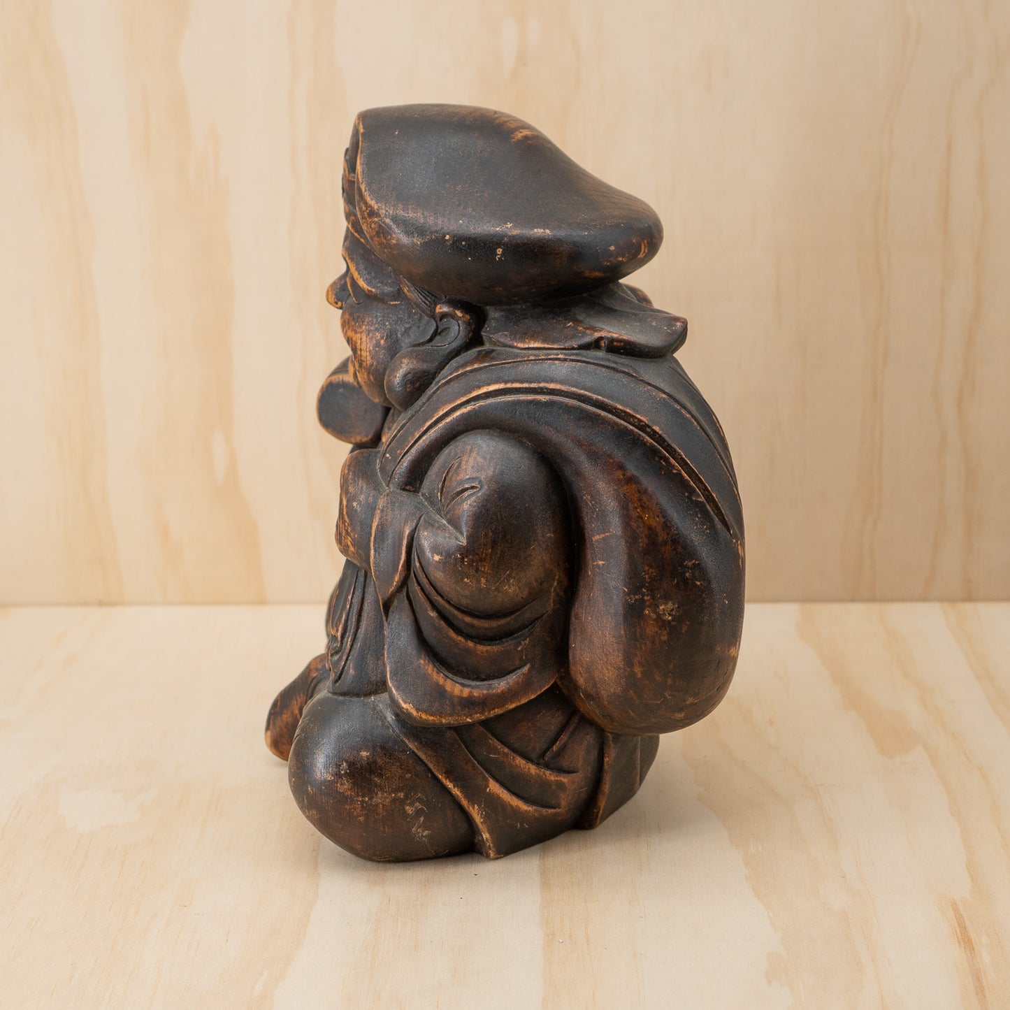Antique Japanese Very Fine Large Carved Daikoku and Ebisu Pair