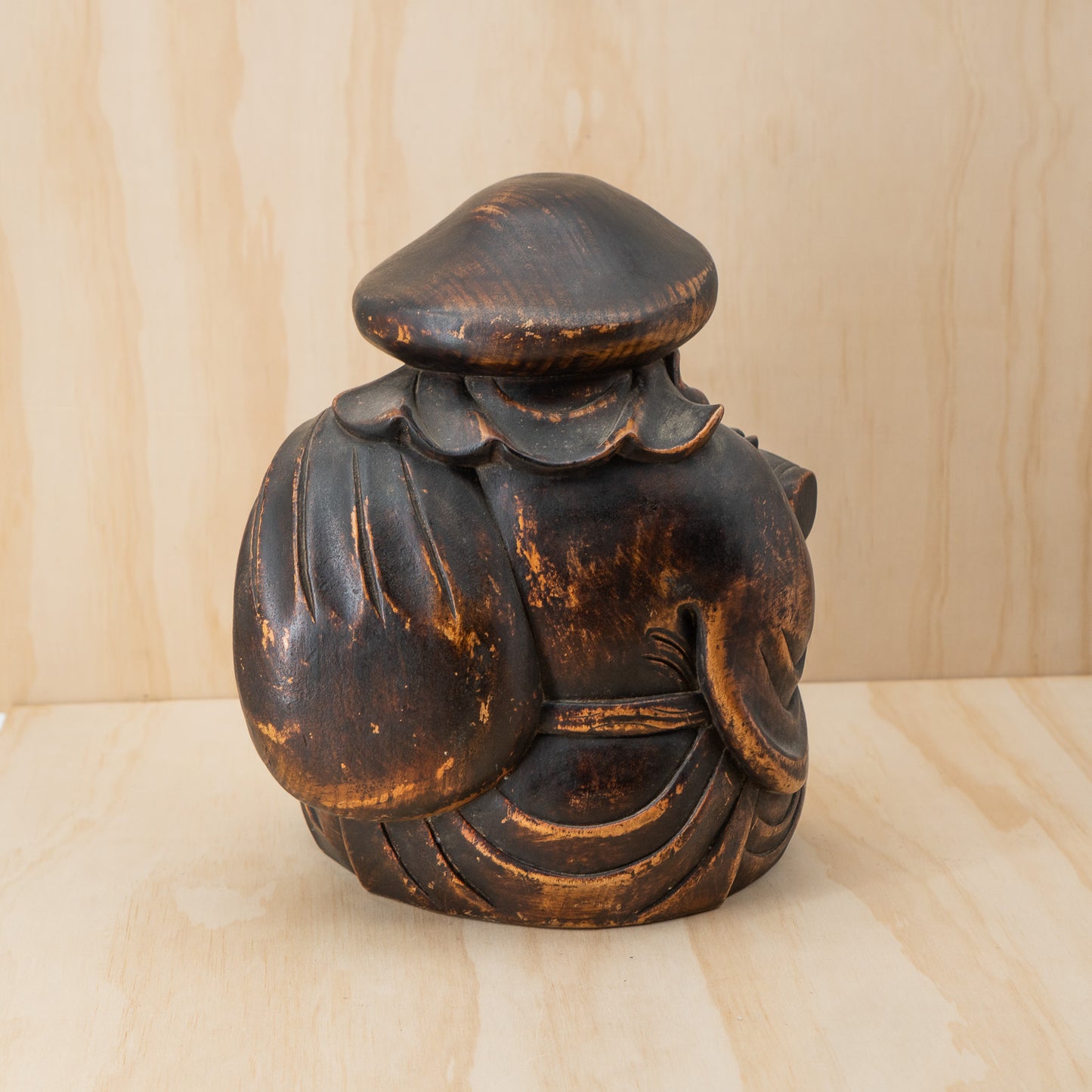 Antique Japanese Very Fine Large Carved Daikoku and Ebisu Pair