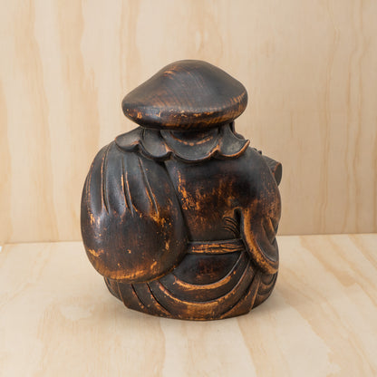 Antique Japanese Very Fine Large Carved Daikoku and Ebisu Pair