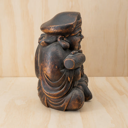 Antique Japanese Very Fine Large Carved Daikoku and Ebisu Pair