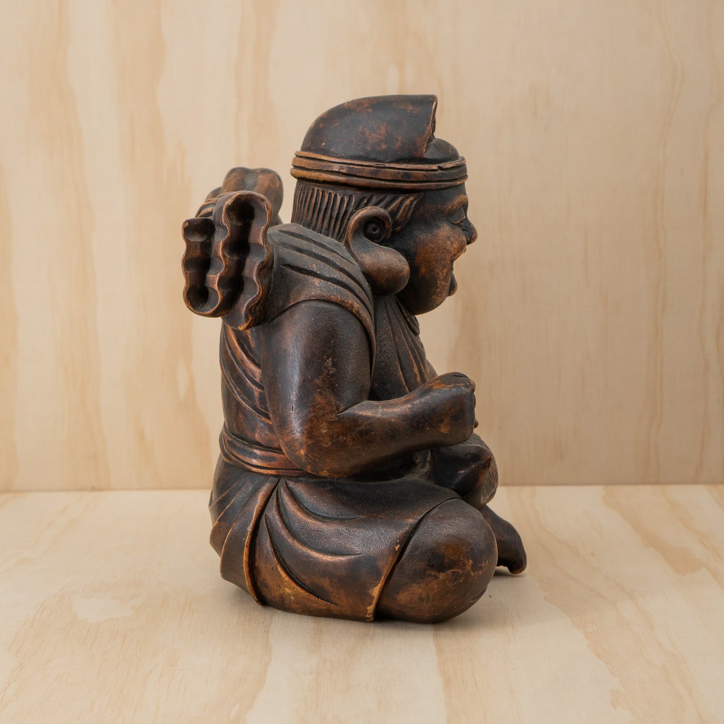 Antique Japanese Very Fine Large Carved Daikoku and Ebisu Pair