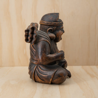 Antique Japanese Very Fine Large Carved Daikoku and Ebisu Pair
