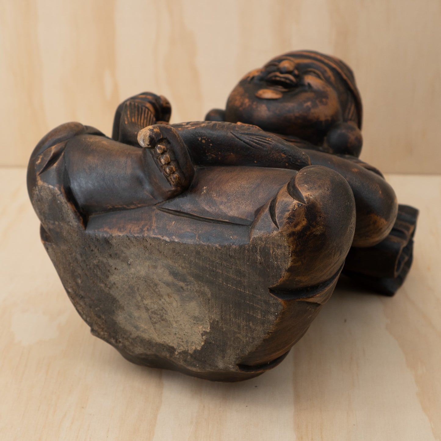 Antique Japanese Very Fine Large Carved Daikoku and Ebisu Pair