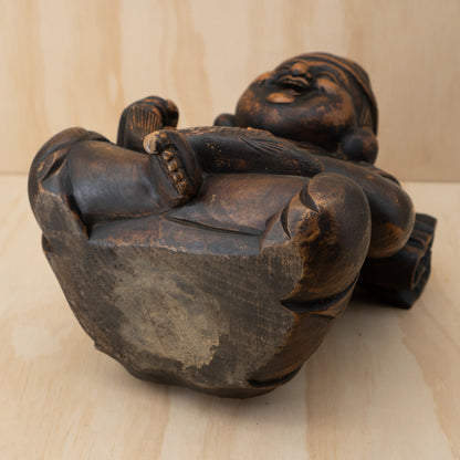 Antique Japanese Very Fine Large Carved Daikoku and Ebisu Pair