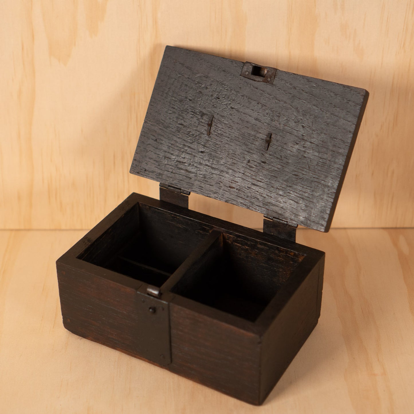 Antique Japanese Hankobako Stamp Box with Iron fittings