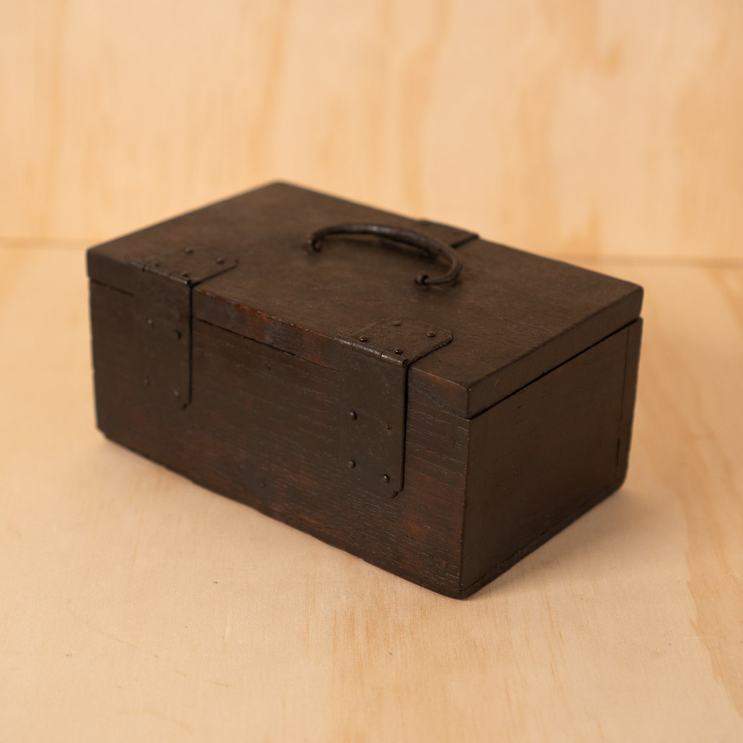 Antique Japanese Hankobako Stamp Box with Iron fittings