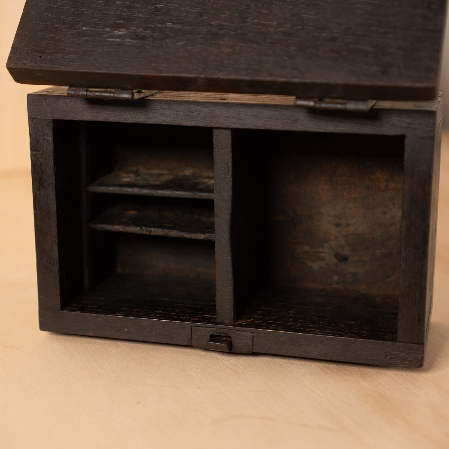 Antique Japanese Hankobako Stamp Box with Iron fittings