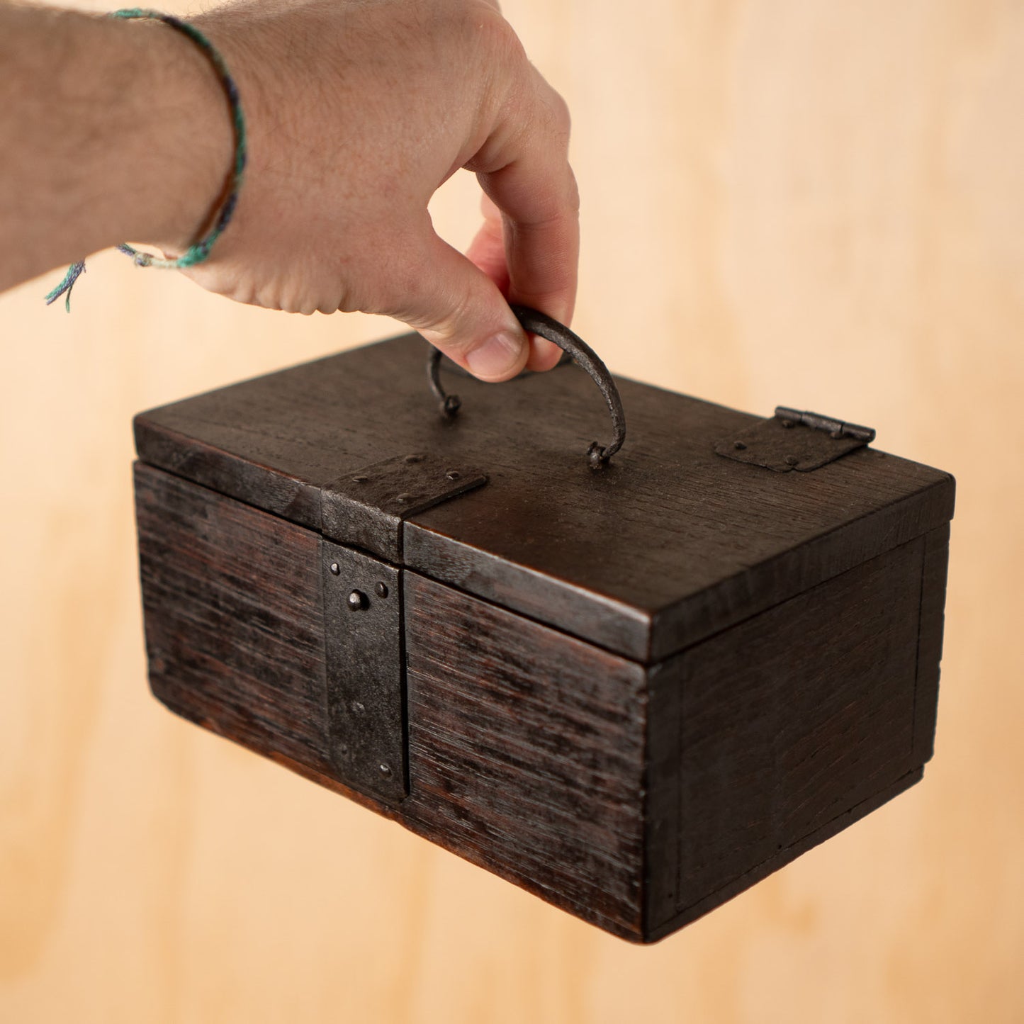 Antique Japanese Hankobako Stamp Box with Iron fittings