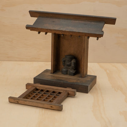 Antique Japanese Kamidama household shrine with daikoku figure