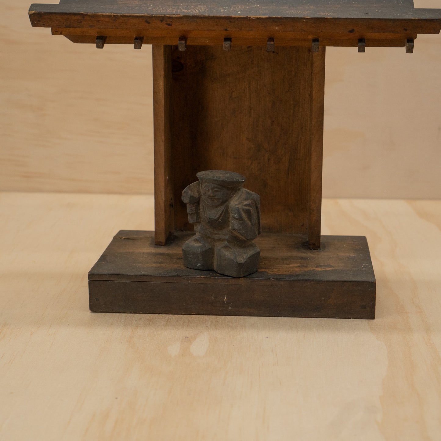 Antique Japanese Kamidama household shrine with daikoku figure