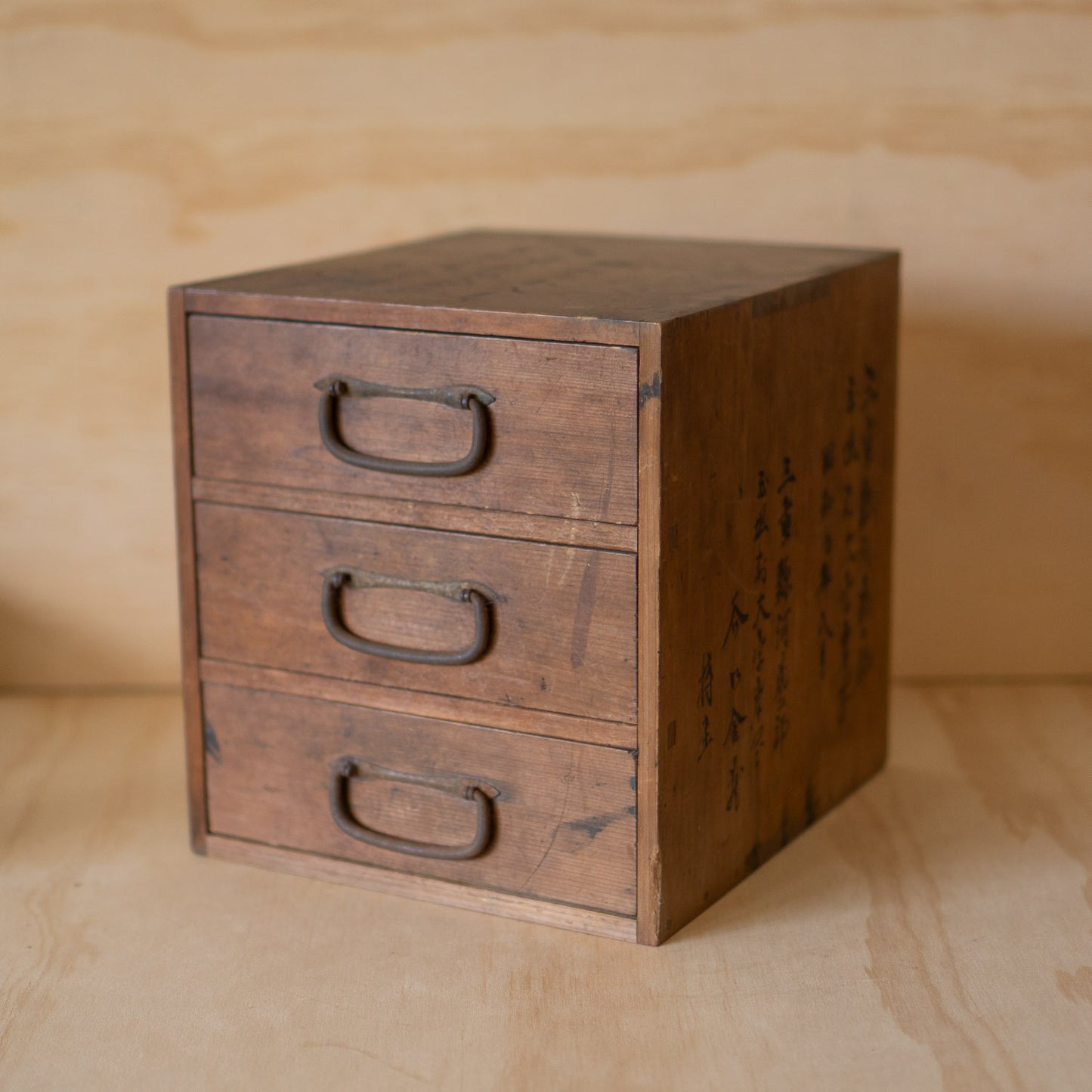 Antique Japanese early Showa period Ko-tanso 3 Drawer box with Kanji