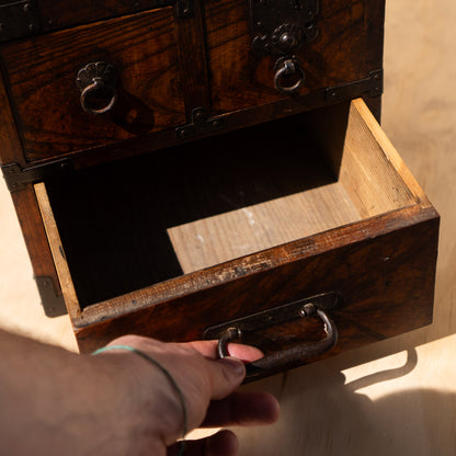 Antique Japanese Keyaki Elm Suzuri Bako Calligraphy Box