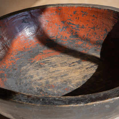 Antique Japanese Mingei Kibachi Lacquered Wooden Mixing bowl