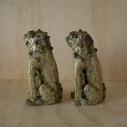 Antique Japanese Ko-Seto Ceramic Komainu Guardian Lion